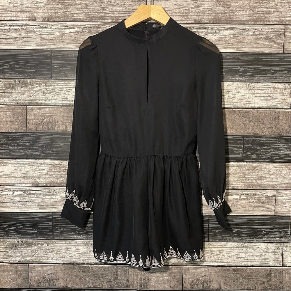 Women's XS Short Romper Hendrix Embroidered Black